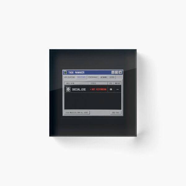 Artikelvorschau, Social.exe reagiert nicht – Humorvolles Retro-Task-Manager-Design entworfen und verkauft von Mad Factory Designs.