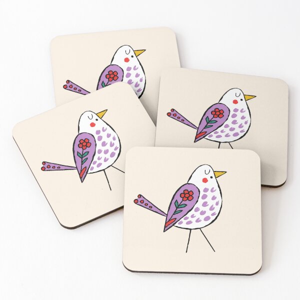 Item preview, Lavender Folk Bird Sticker | Cute Scandinavian Bird Illustration designed and sold by Filora Atelier | Bird Art.
