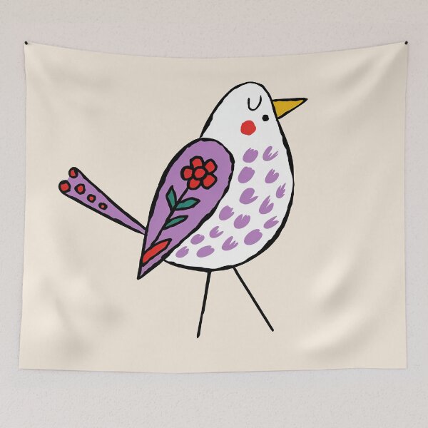 Item preview, Lavender Folk Bird Sticker | Cute Scandinavian Bird Illustration designed and sold by Filora Atelier | Bird Art.