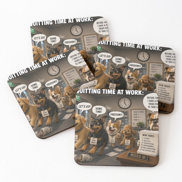 Item preview, Funny Quitting Time At Work Dogs Office Humor Boss Meme designed and sold by riki2365.