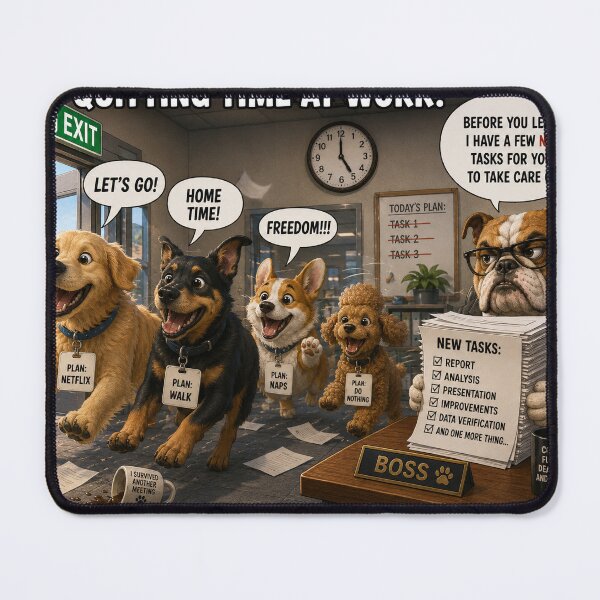 Item preview, Funny Quitting Time At Work Dogs Office Humor Boss Meme designed and sold by riki2365.