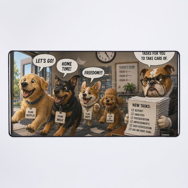 Item preview, Funny Quitting Time At Work Dogs Office Humor Boss Meme designed and sold by riki2365.