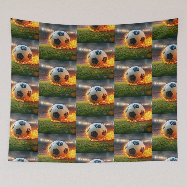 Item preview, Fiery Soccer Ball on Fire Stadium Grass designed and sold by A touch of creativity.