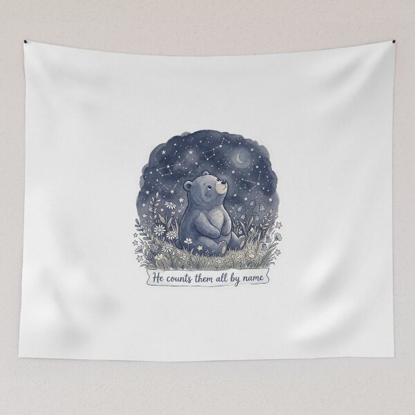 Item preview, Christian Cottagecore Bear Stars Tote Bag Psalm 147 Bible Verse Night Sky Faith Gift designed and sold by Small & Beloved.