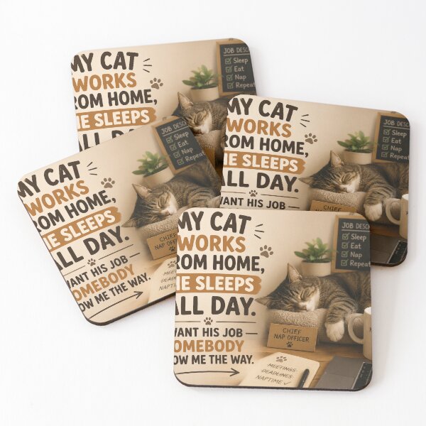 Item preview, My Cat Works From Home He Sleeps All Day Funny Cat Meme designed and sold by riki2365.