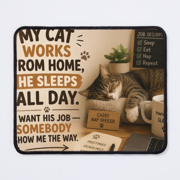 Item preview, My Cat Works From Home He Sleeps All Day Funny Cat Meme designed and sold by riki2365.