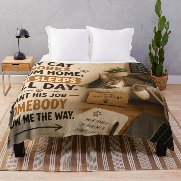 Item preview, My Cat Works From Home He Sleeps All Day Funny Cat Meme designed and sold by riki2365.