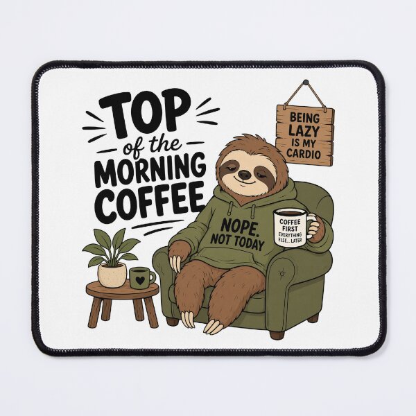 Item preview, Top Of The Morning Coffee Sloth - Funny Nope Not Today Lazy Vibes designed and sold by FlatInkStudio.