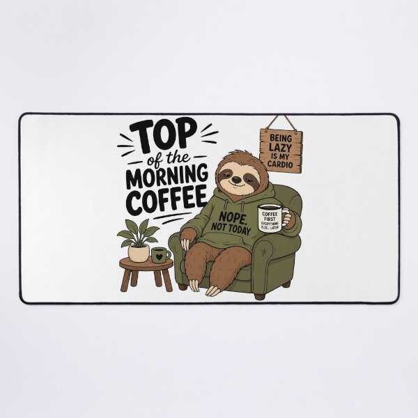 Item preview, Top Of The Morning Coffee Sloth - Funny Nope Not Today Lazy Vibes designed and sold by FlatInkStudio.