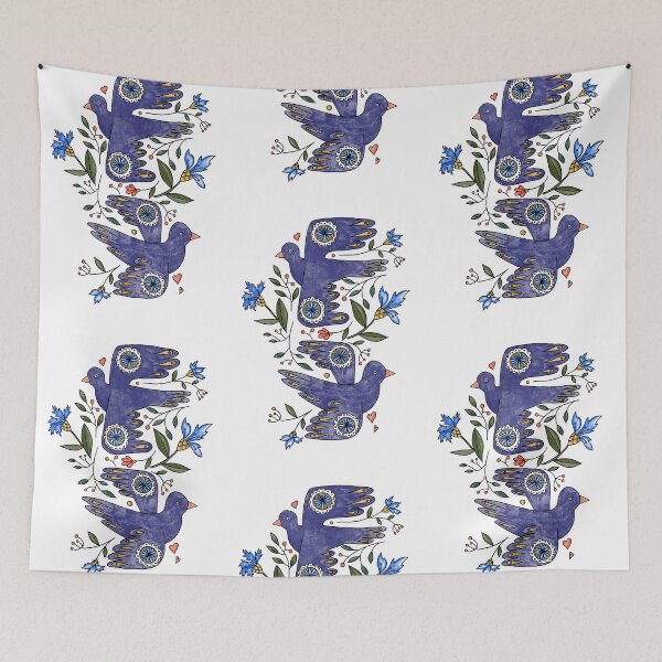 Item preview, Folk Doves in Bloom designed and sold by colorfulglee.
