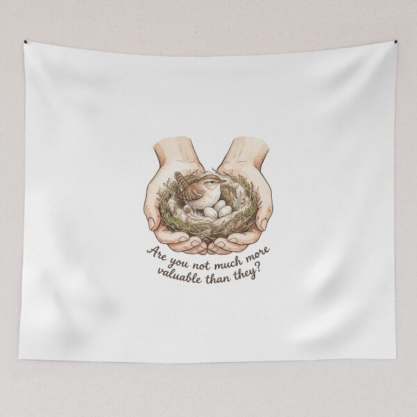 Item preview, Christian Cottagecore Bird Hands Tote Bag Matthew 6 Bible Verse You Are Valued Faith Gift designed and sold by Small & Beloved.