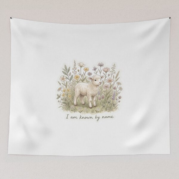 Item preview, Christian Cottagecore Lamb Meadow Tote Bag John 10 Known by Name Bible Verse Faith Gift designed and sold by Small & Beloved.