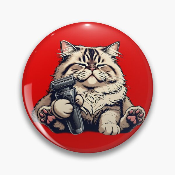 Item preview, Fluffy Cat with Razor — Funny Blissed Out Grooming Sticker designed and sold by Sacred Absurdist.