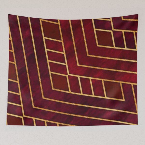 Item preview, Burgundy Red and Gold Tile Design designed and sold by ZedColors.