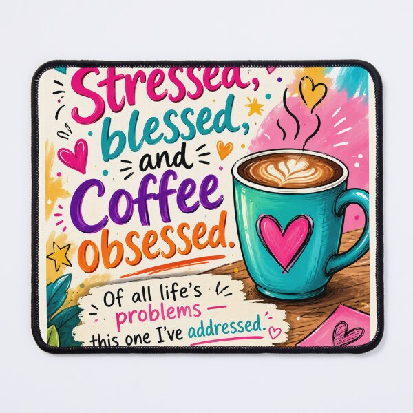 Item preview, Stressed Blessed Coffee Obsessed Funny Quote Colorful Art designed and sold by riki2365.