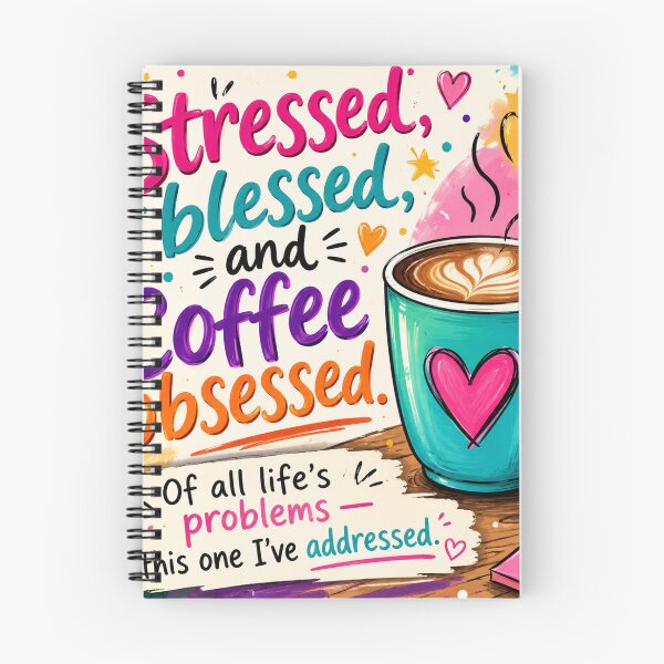 Item preview, Stressed Blessed Coffee Obsessed Funny Quote Colorful Art designed and sold by riki2365.