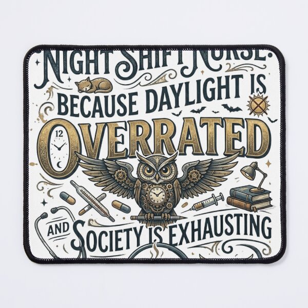 Item preview, Funny Night Shift Nurse Steampunk Owl - Caffeine Drip designed and sold by Digimania4You.