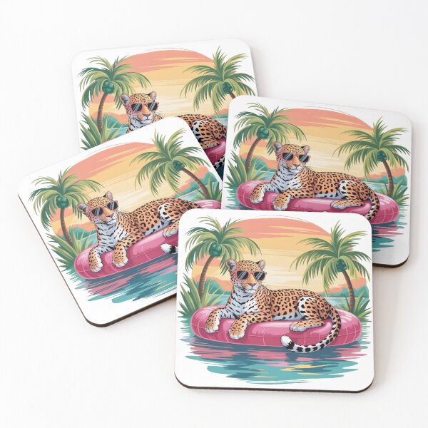 Item preview, Cool Leopard Pool Float Tropical Sunset Design | Retro Summer Jungle Aesthetic designed and sold by JadmeStudio.