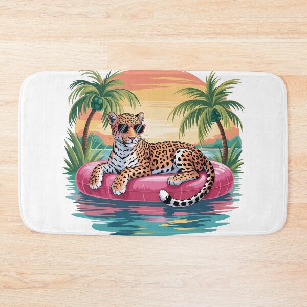 Item preview, Cool Leopard Pool Float Tropical Sunset Design | Retro Summer Jungle Aesthetic designed and sold by JadmeStudio.
