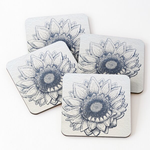 Item preview, Ink drawing of a sunflower using pointillism designed and sold by MelaniaJulieArt.