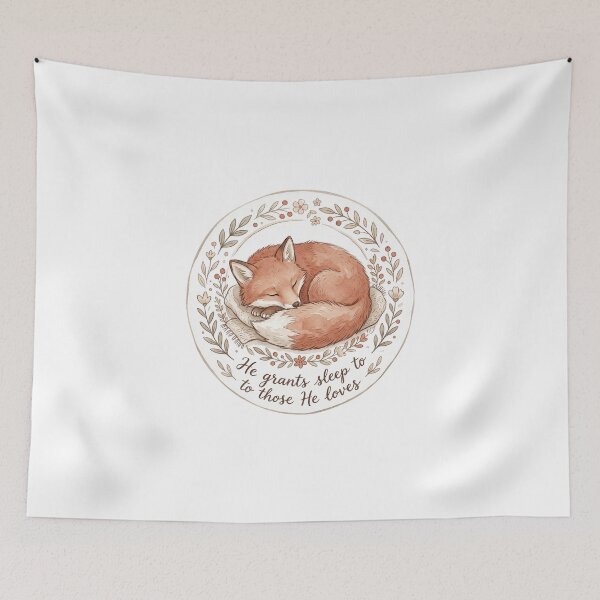 Item preview, Christian Cottagecore Fox Sleeping Tote Bag Psalm 127 Rest Bible Verse Faith Gift For Her designed and sold by Small & Beloved.
