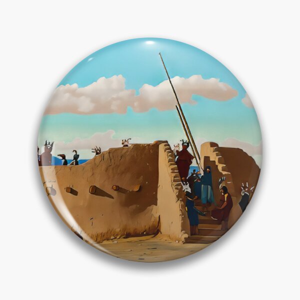 Item preview, Puebo Tablita Corn Dance at the Kiva designed and sold by American Southwest: Colorized photography from Edward S. Curtis.