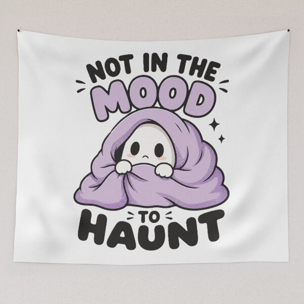 Item preview, Not in the Mood to Haunt - Cozy Blanket Ghost designed and sold by BlackBoneArt.