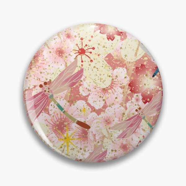 Artikelvorschau, Libelle Kirschblüte Sakura Gold Glitzer Rosa Japanischer Kunstdruck entworfen und verkauft von Extremeallie.