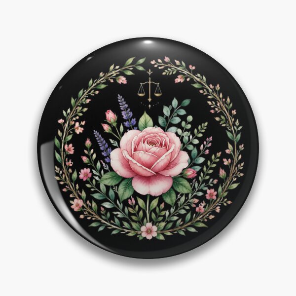 Item preview, Libra Celestial Botanical - Pink Rose Floral Wreath designed and sold by MoonSoul Studio.