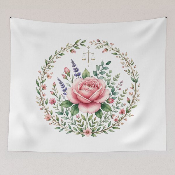 Item preview, Libra Celestial Botanical - Pink Rose Floral Wreath designed and sold by MoonSoul Studio.