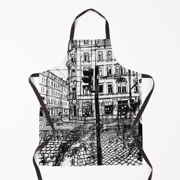 Item preview, Schiefe Ecke Schwarzweiß – Dresden Neustadt 01099 designed and sold by UMA Urban Sketch.