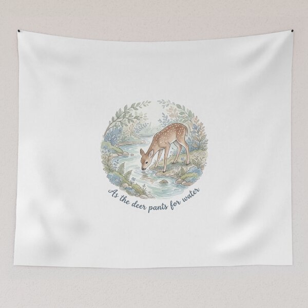 Item preview, Christian Cottagecore Deer Stream Tote Bag Psalm 42 As the Deer Bible Verse Faith Gift designed and sold by Small & Beloved.