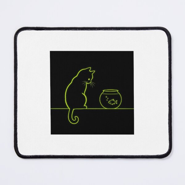 Item preview, Neon Lime Cat and Fish Bowl designed and sold by LovelyCatGalaxy.