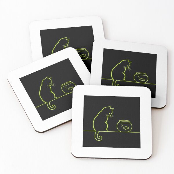 Item preview, Neon Lime Cat and Fish Bowl designed and sold by LovelyCatGalaxy.