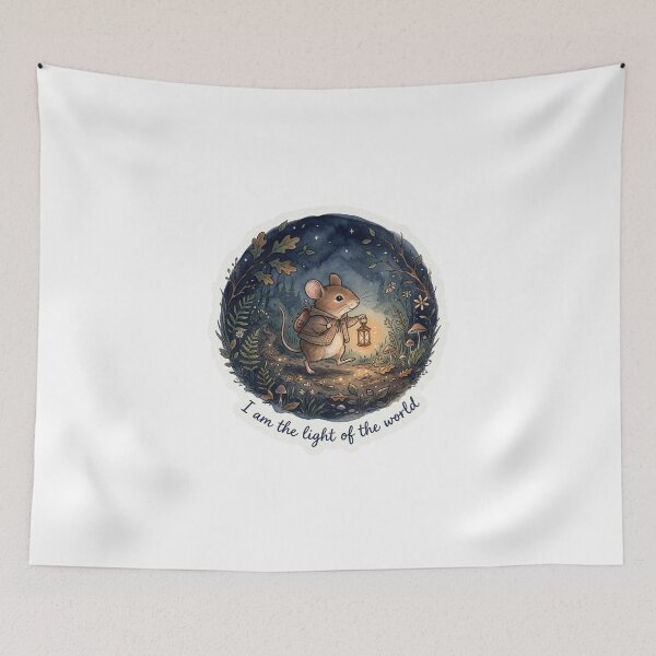 Item preview, Christian Cottagecore Mouse Lantern Tote Bag John 8 Light of the World Bible Verse Faith Gift designed and sold by Small & Beloved.