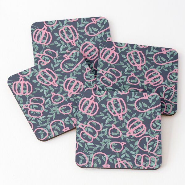 Item preview, Neon Pink Pumpkin Patch over Dark Romantic Leafy Vines  designed and sold by FaireWaveArt.