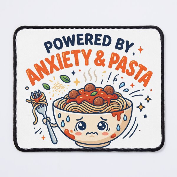 Item preview, Powered by Anxiety and Pasta - Funny Kawaii Spaghetti Illustration designed and sold by NicoVeithen.