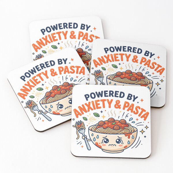Item preview, Powered by Anxiety and Pasta - Funny Kawaii Spaghetti Illustration designed and sold by NicoVeithen.