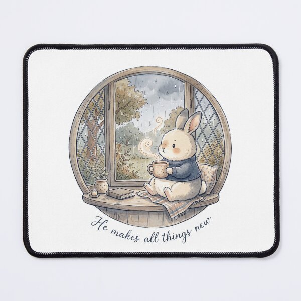 Item preview, Christian Cottagecore Rabbit Rain Window Tote Bag He Makes All Things New Bible Verse Gift designed and sold by Small & Beloved.