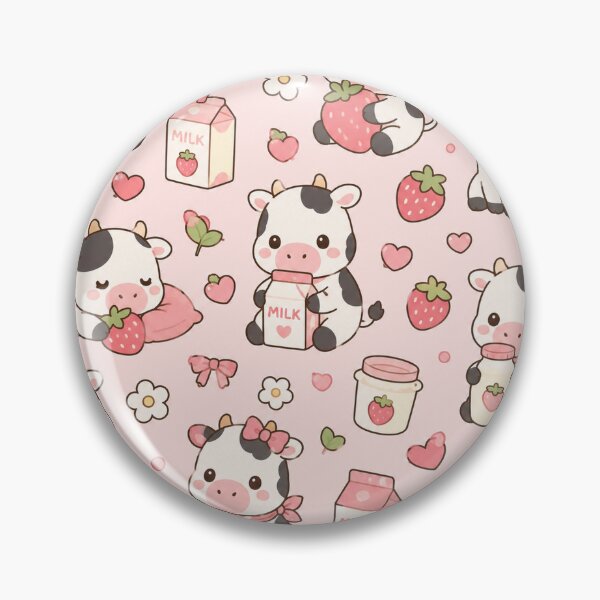 Item preview, Kawaii Cow Strawberry Pattern designed and sold by Soft Berry Studio.