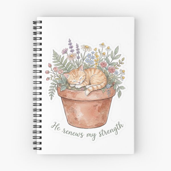 Item preview, Christian Cottagecore Kitten Flower Pot Tote Bag Isaiah 40 He Renews My Strength Faith Gift designed and sold by Small & Beloved.