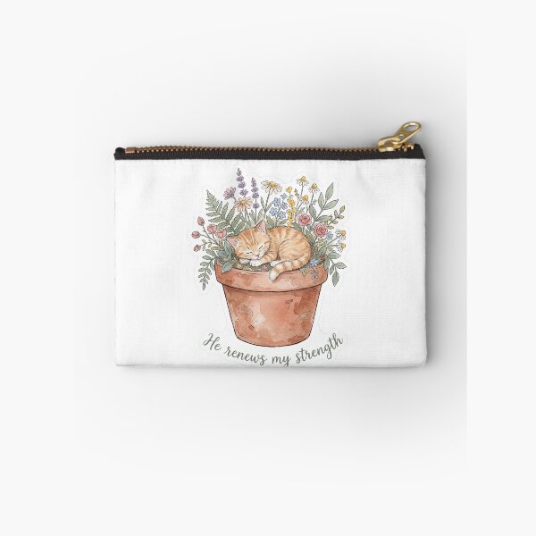 Item preview, Christian Cottagecore Kitten Flower Pot Tote Bag Isaiah 40 He Renews My Strength Faith Gift designed and sold by Small & Beloved.