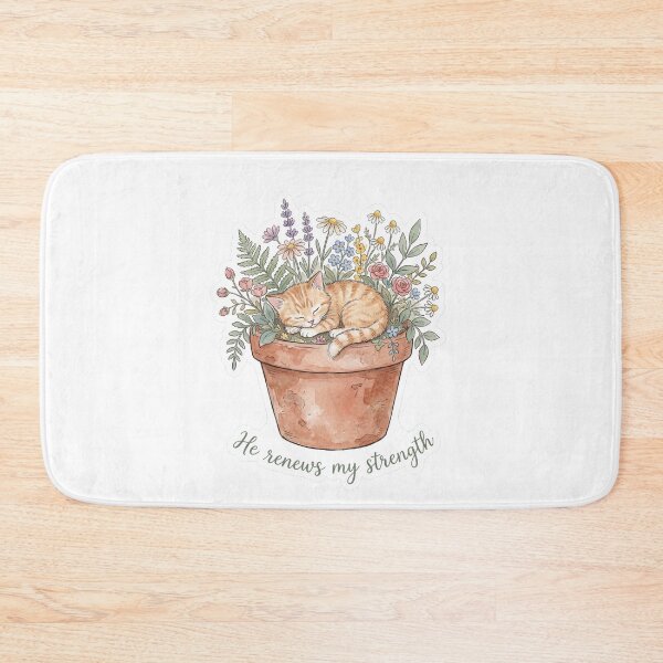Item preview, Christian Cottagecore Kitten Flower Pot Tote Bag Isaiah 40 He Renews My Strength Faith Gift designed and sold by Small & Beloved.