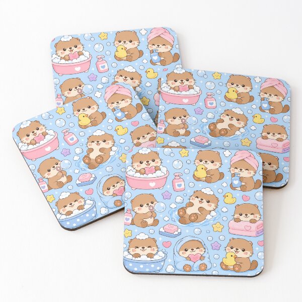 Item preview, Kawaii Otter Bubble Bath Pattern designed and sold by Soft Berry Studio.