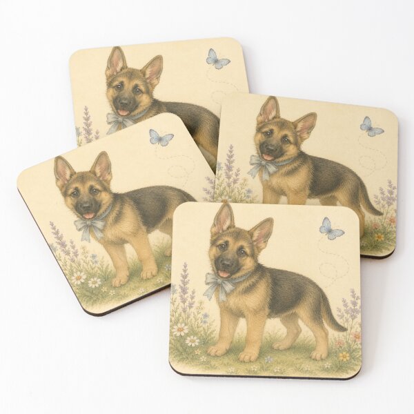Item preview, German Shepherd Puppy Dog Floral Baby Nursery Room designed and sold by DogGonePeople.