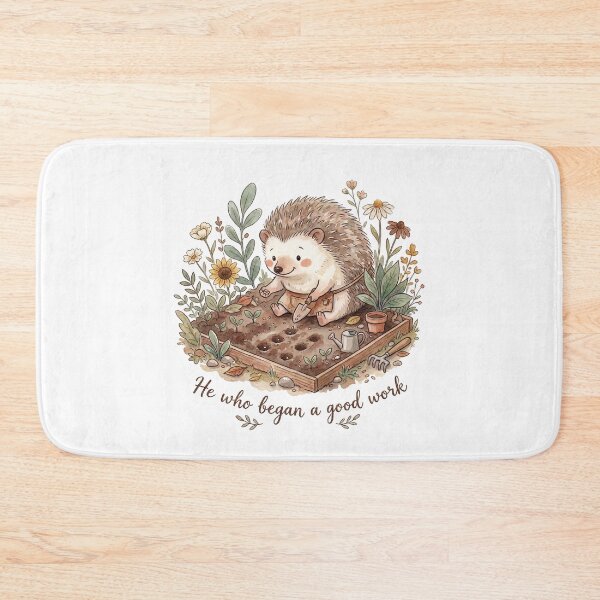 Artikelvorschau, Christliche Tragetasche im Cottagecore-Stil mit Igelsamen-Motiv und Bibelvers aus Philipper 1: Gute Taten – ein Geschenk des Glaubens entworfen und verkauft von Small & Beloved.
