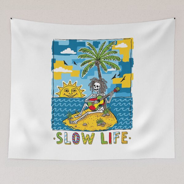 Item preview, Reggae Skeleton Plays Guitar for Slow Living on Island designed and sold by sXe-art.