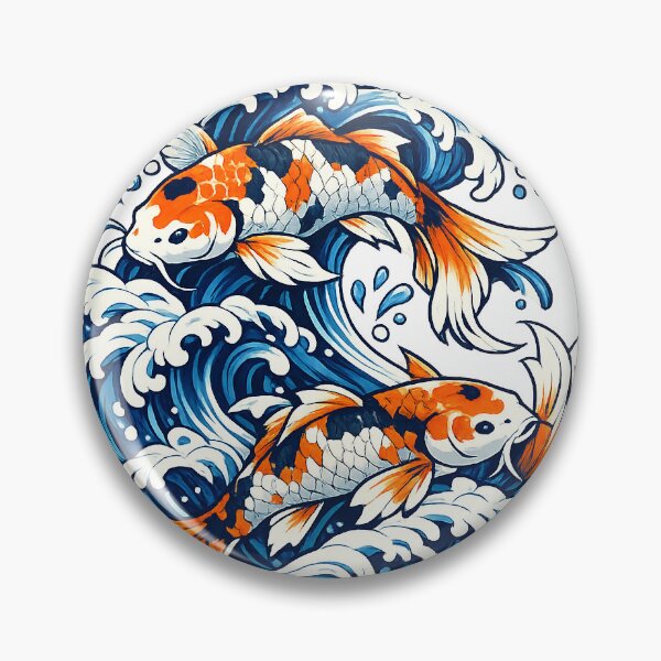 Item preview, Japanese Koi Fish and Wave Illustration designed and sold by digital.stickerperso.com.