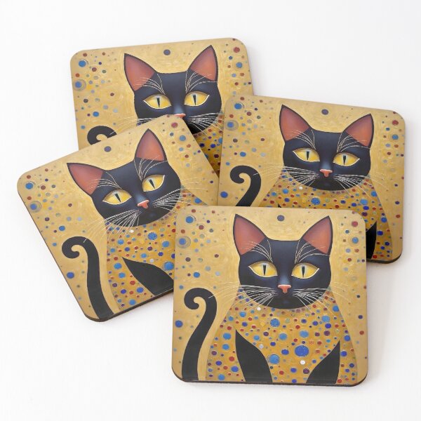 Item preview, Klimt Black Cat with Golden Eyes designed and sold by Vicky Brago-Mitchell®.