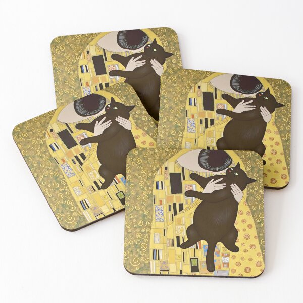 Item preview, Gustav Klimt The Kiss with Black Cat designed and sold by Vicky Brago-Mitchell®.